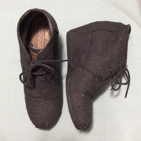 Toms charcoal felt wedge lace up - Picture 2 of 7